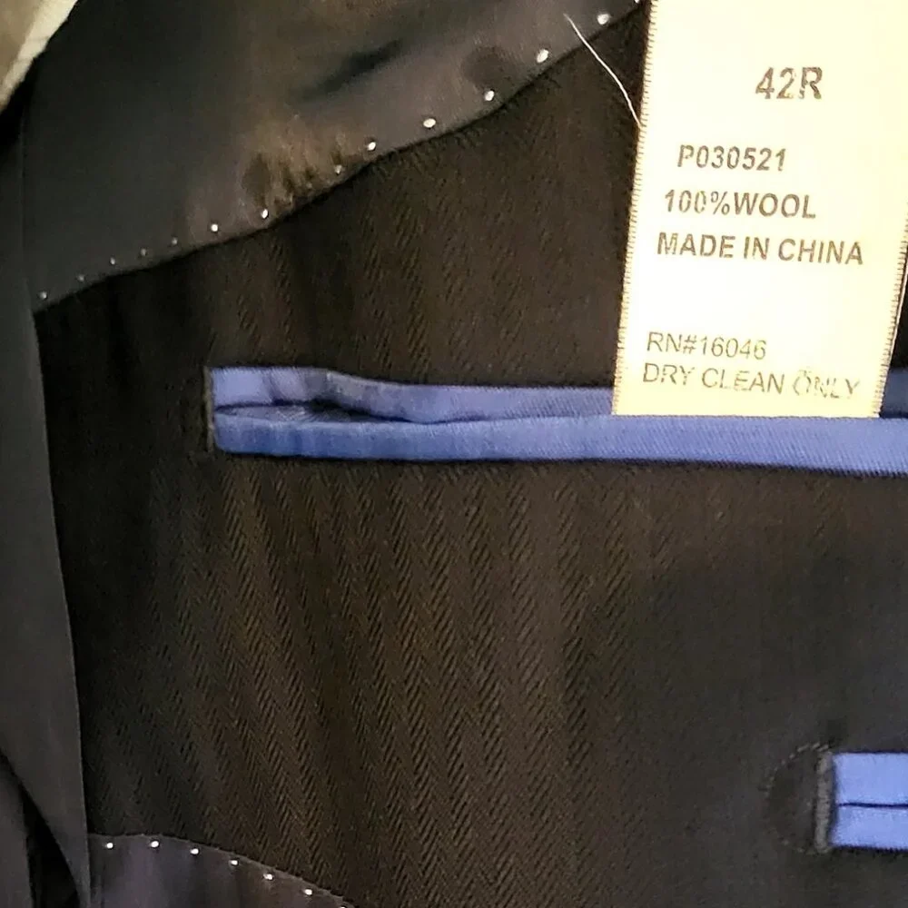 Nautica Mens Suit Jacket 42R Pants 33W 32L 100% Wool